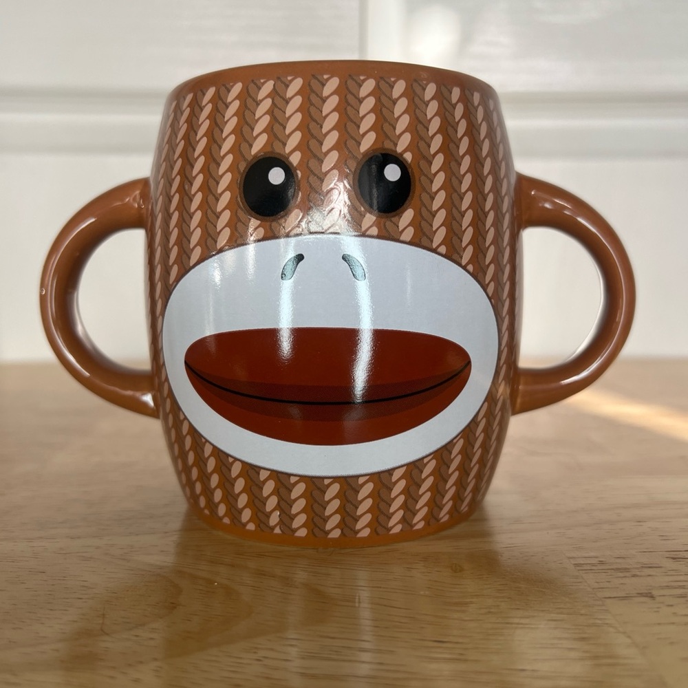 Galerie Brand Sock Monkey Mug with Double Handles 4" tall